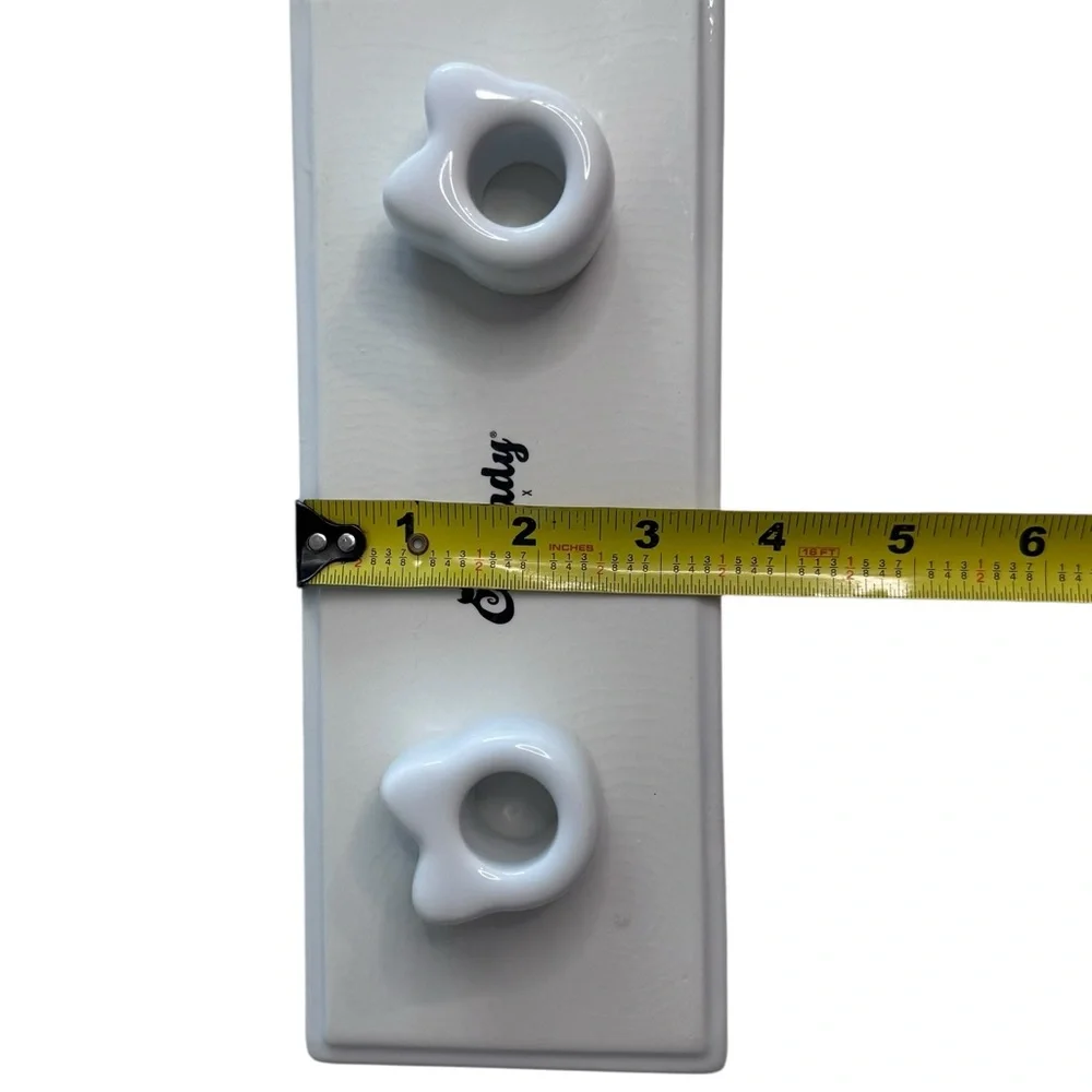 April 2019 Cat Lady Box Set 2 of White Ceramic Toothbrush Holders on Plate